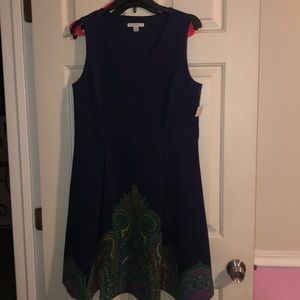 Navy and Paisley Sleeveless Dress
